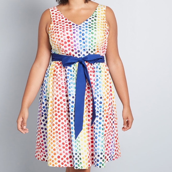 ModCloth Dresses & Skirts - ModCloth Made Amazing Fit and Flare Dress Rainbow